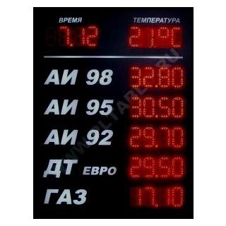 Табло надкассовое для АЗС 120 мм с отображением даты и времени на отдельных индикаторах