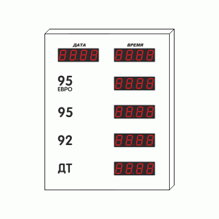 Табло надкассовое для АЗС 60 мм с отображением даты и времени на отдельных модулях